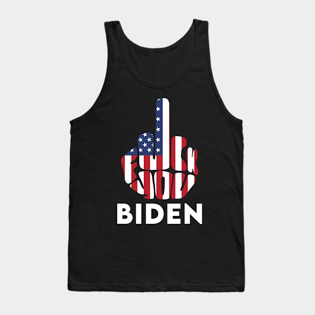 Fuck Biden  Middle Finger USA Flag Tank Top by SharleenV80